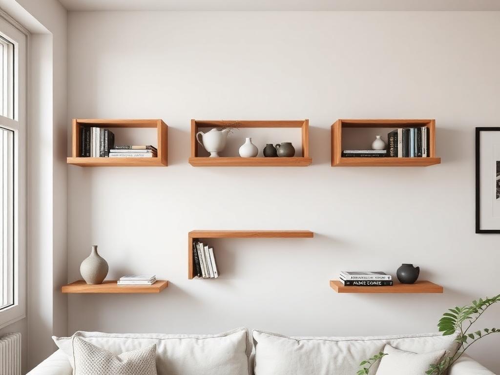 Floating Shelves Small Apartment Plans Floating shelves for a small apartment living room wall