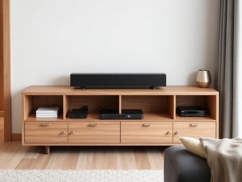 Small Apartment TV Stand Plans Small apartment TV stand woodworking plans with cable storage