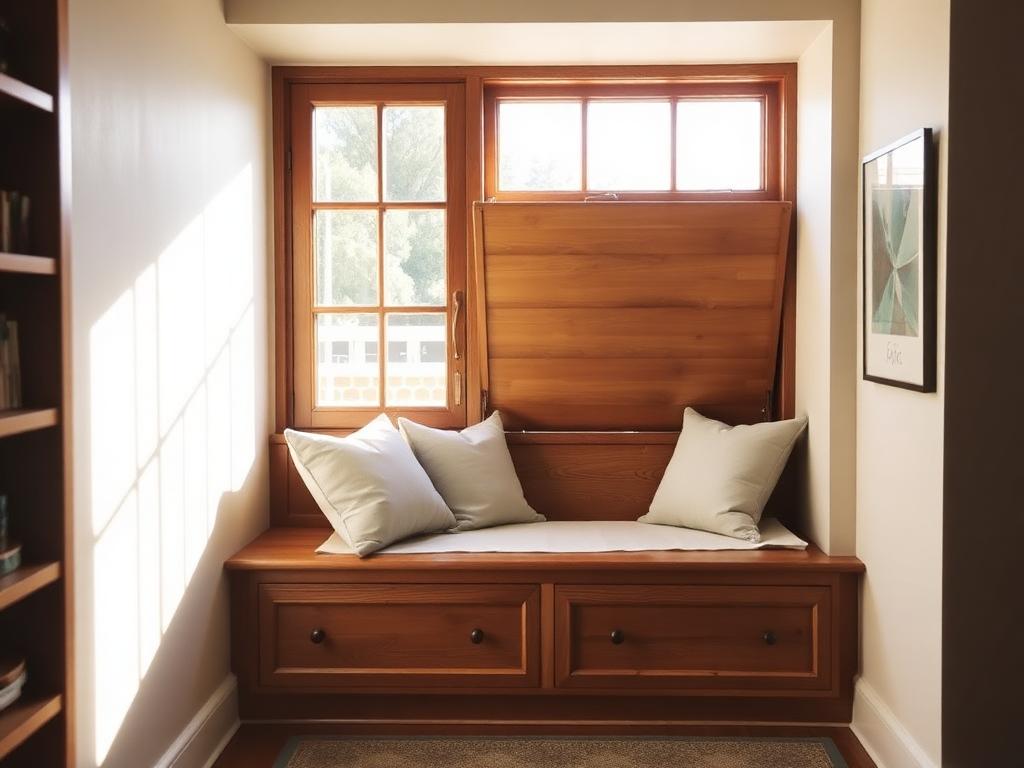 Window Bench Storage DIY Plan Window bench storage DIY woodworking plan for small apartment
